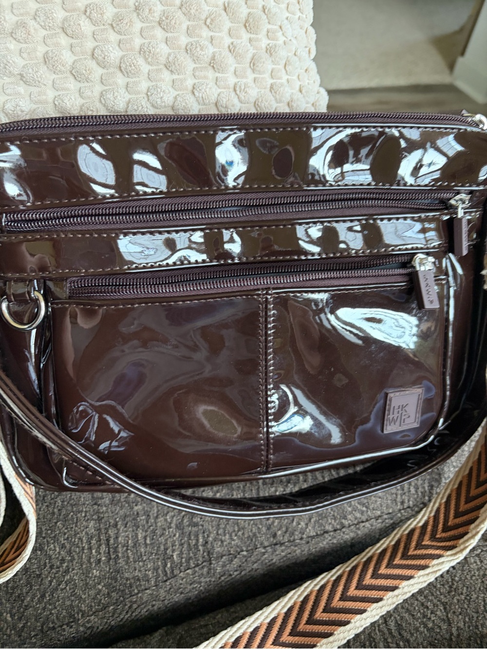 IHKWIP Patent Leather Crossbody Bag in Dark Brown
